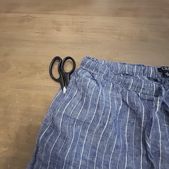 J Crew Linen Pants Womens Small Blue White Stripe Wide Leg Drawstring Beach - Picture 4 of 9